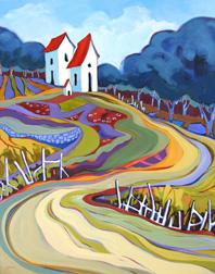 "Cover Crop Patterns" landscape painting by Carolee Clark