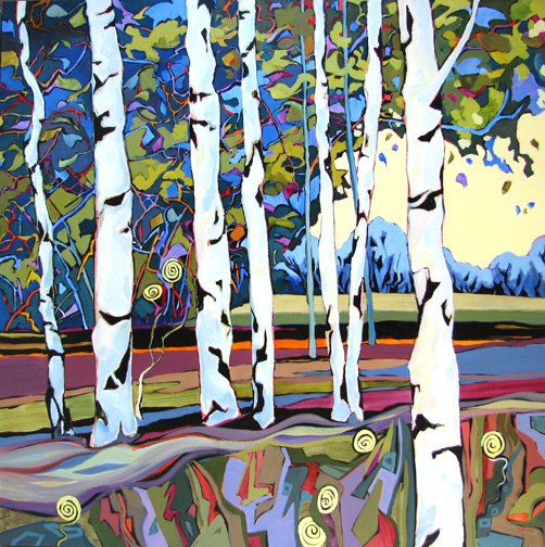 Birch Banter - painting by Carolee Clark