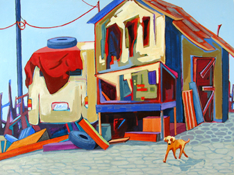 Not Much of a Guard Dog, painting by Carolee Clark