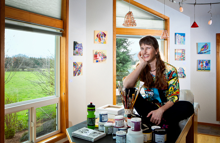 Photo of Carolee S. Clark in her studio taken by David Paul Bayles