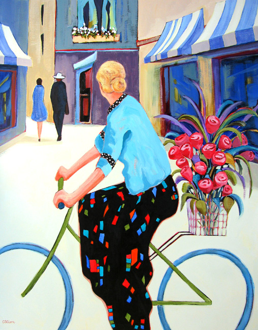 Cycling Chic, painting by Carolee Clark